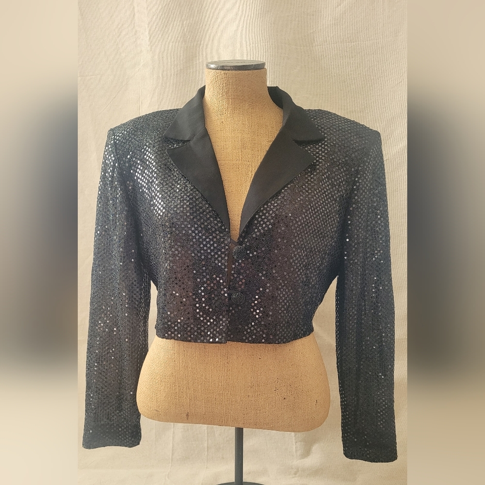 Vintage Black Embellished Sequin Jacket  Molly Malloy Evening